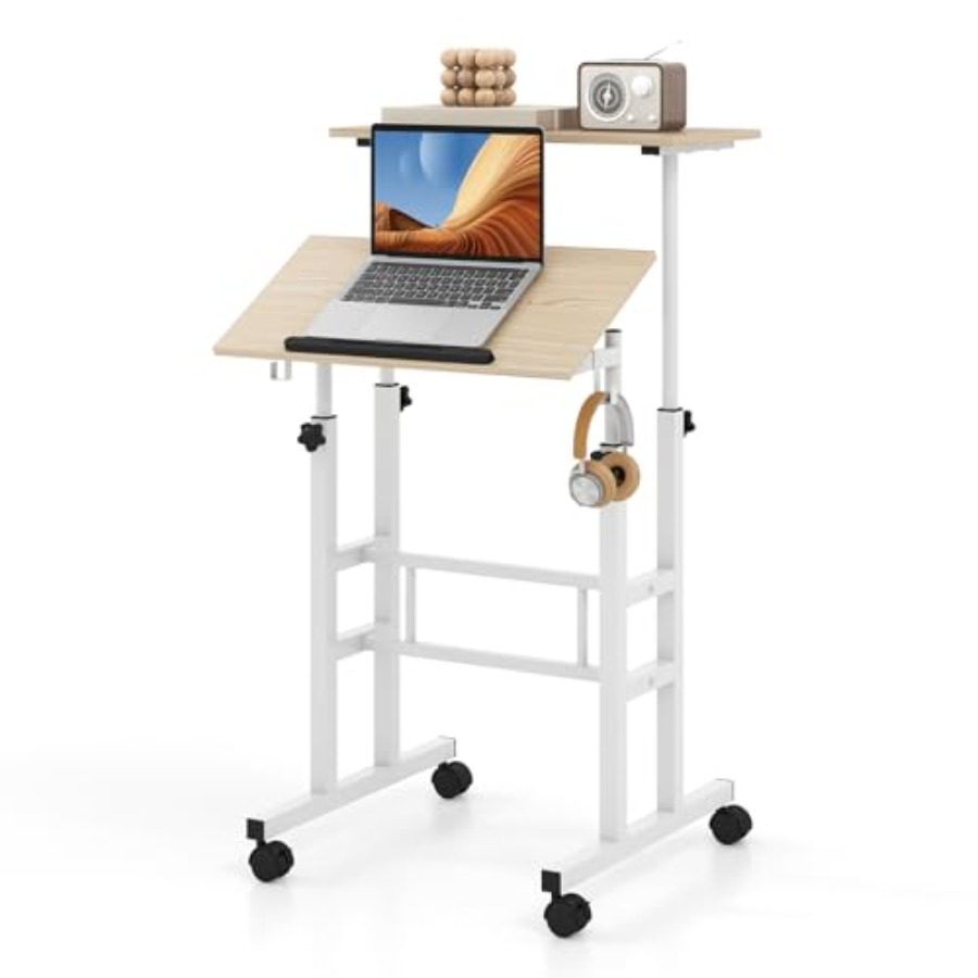 Mobile & Tablet Accessories - Mobile Standing Desk Height-Adjustable Laptop Podium