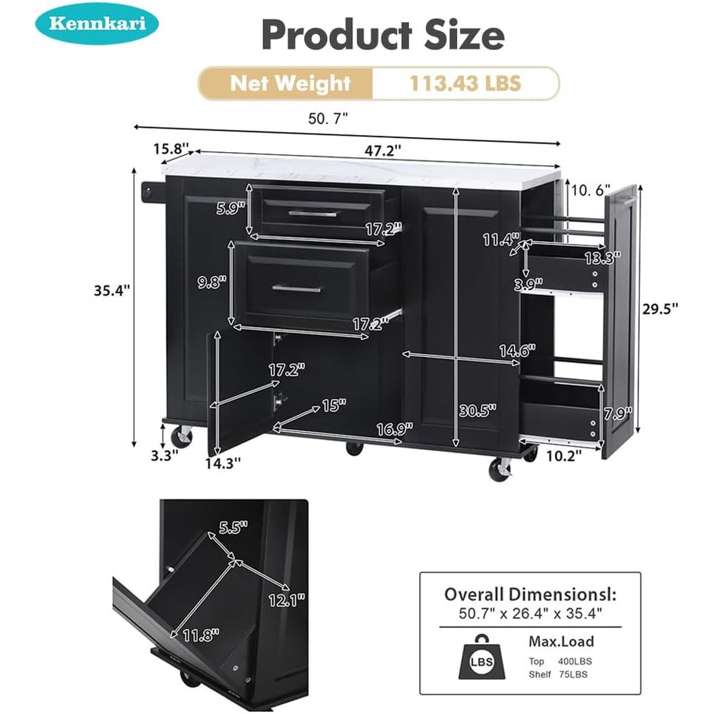 50.7 Mobile Kitchen Island wit - Mobile & Tablet Accessories review and price